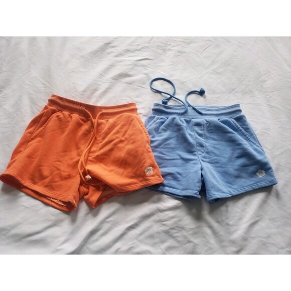 2 Sundae School Womens Small Fleece Elastic Waist Blue & Orange Sweat Shorts - Picture 1 of 16